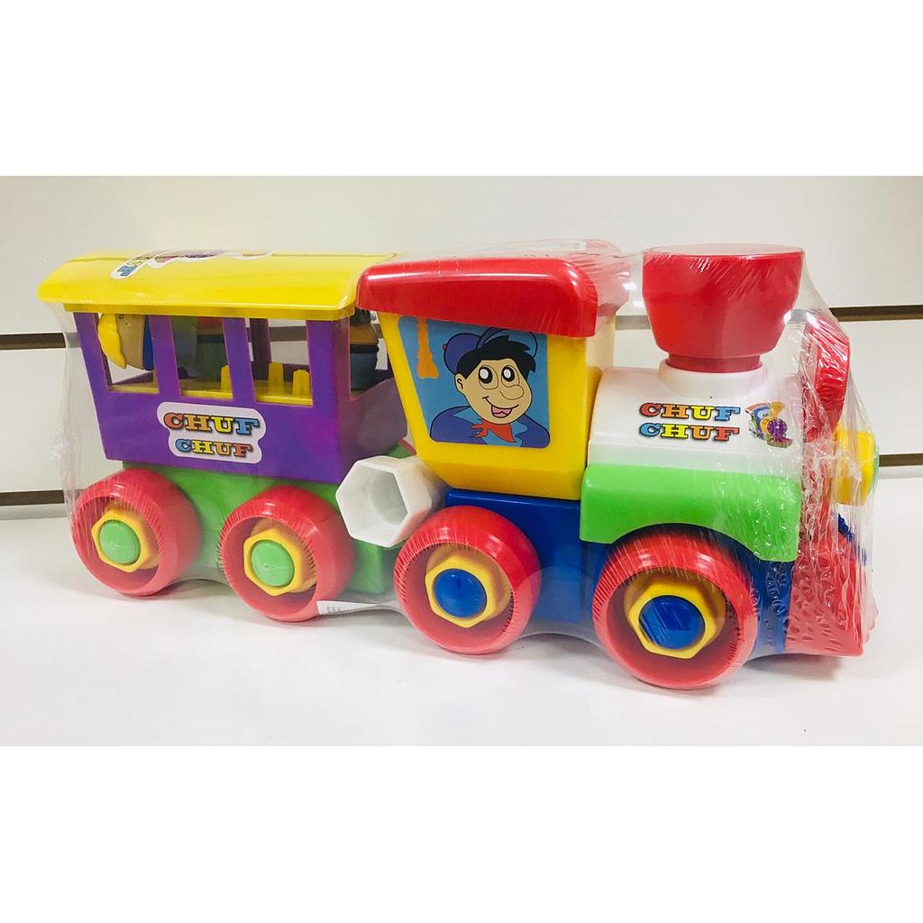 CHUFF CHUFF DIDACTICO CON VAGON Y TRES MUÑECOS 
