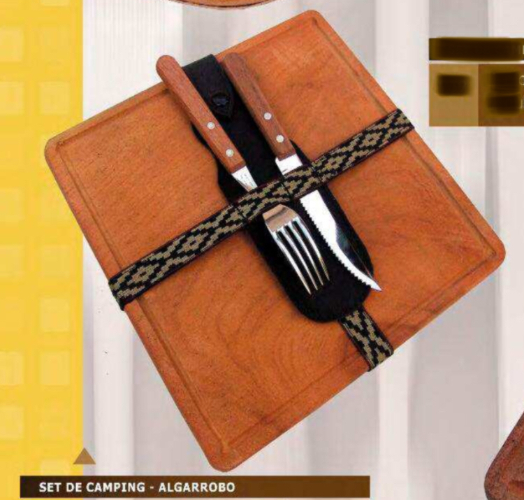 Set de 1 plato cuadrado de 25x025cm c/cuchillo y tenedor "Tramontina"