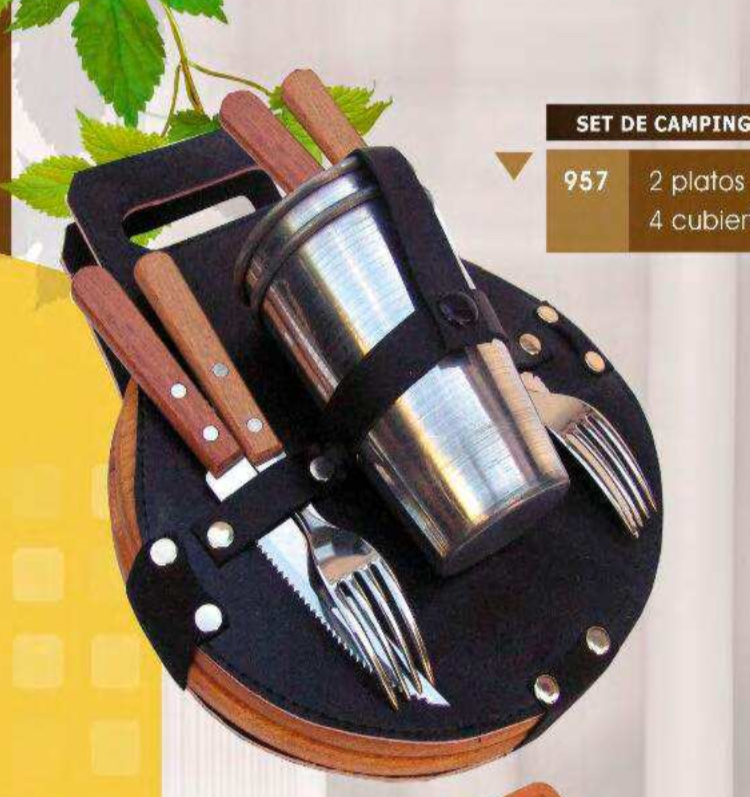 Set de 2 platos de 22cm c/2jgos de Cuchillo - tenedor y vaso "Tramontina"