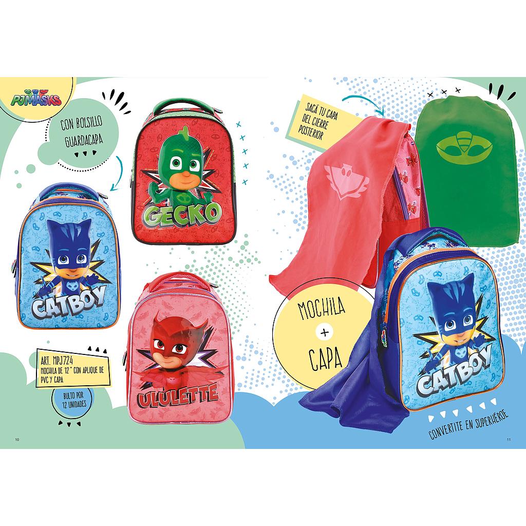 MOCHILA PJ Mask (12") c/ capa 