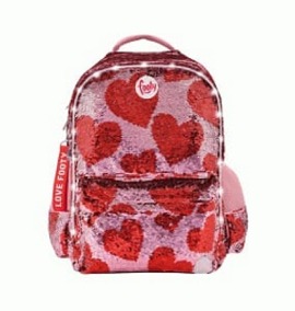 Mochila Footy espalda,18" c/luz led y lentejuelas reversibles, viene en dos combinaciones  