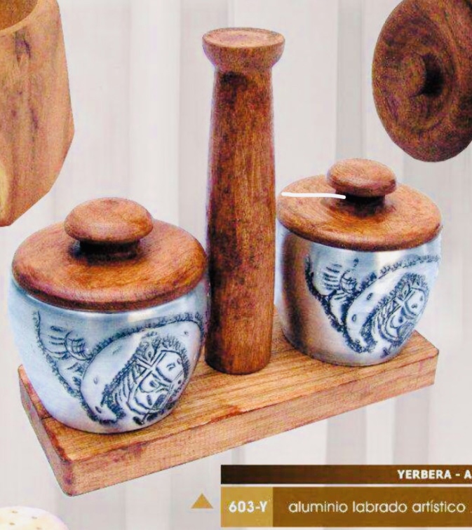 Yerbera azucarera c/tapa,forrada c/aluminio